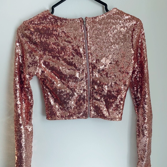 High Fashion Pink Crop Top With Sparkles - Picture 2 of 2